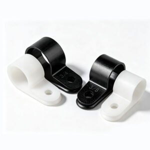 Black & White R-Type Cable Clips Size 0-5 Plastic Wire Clamps Wholesale