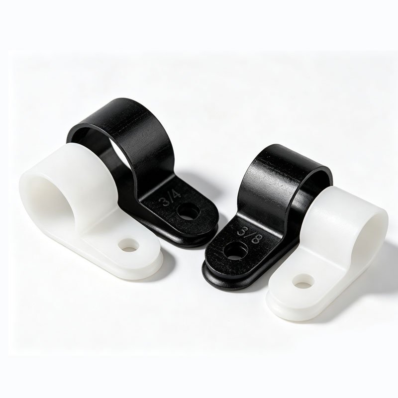 Black & White R-Type Cable Clips Size 0-5 Plastic Wire Clamps Wholesale