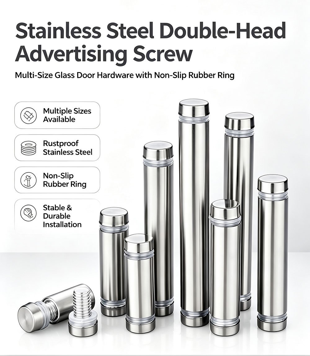 Stainless Steel Double‑Head Standoff Screws, Glass Spacers for Sign & Curtain Wall Installation - Image 2