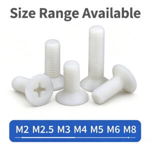White Nylon Phillips Countersunk Machine Screws M2-M8 Plastic Flat Head Screws