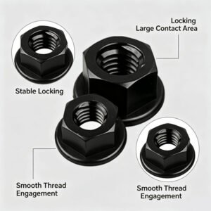 Black Nylon Flange Hex Nuts M3-M12 Insulation Plastic Flange Nuts