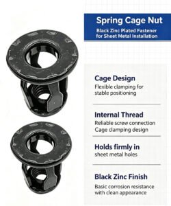 black zinc carbon steel petal cage nut M4-M8