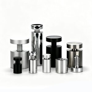 Advertising Nail Fitting Decorative Glass, Black & Silver Stainless Steel Aluminum Decorative Sign Standoff
